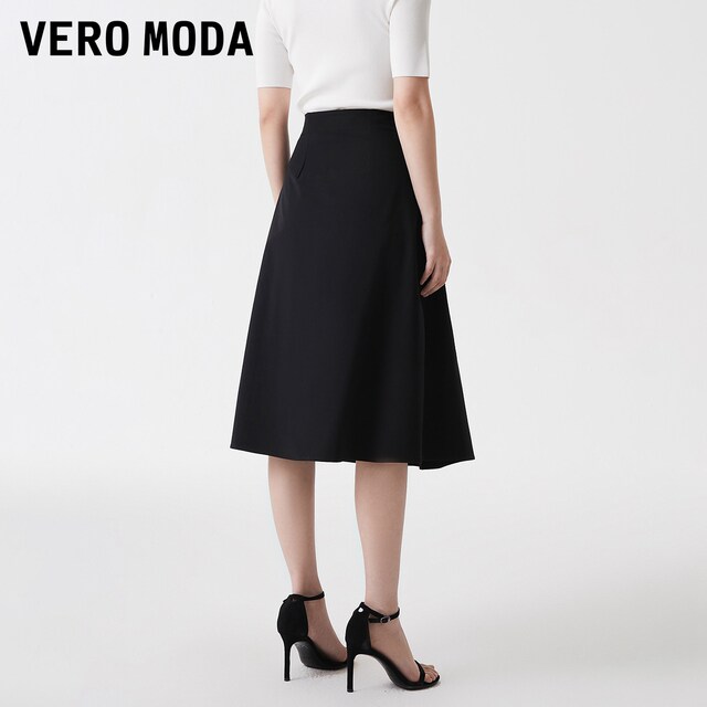 Vero Moda skirt women's 24 autumn new mid-waist A-line skirt mid-length simple temperament 32431G007