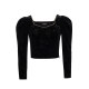 Vero Moda Top 24 Autumn New Velvet Rose Embossed Beaded Square Collar Top French 324458002