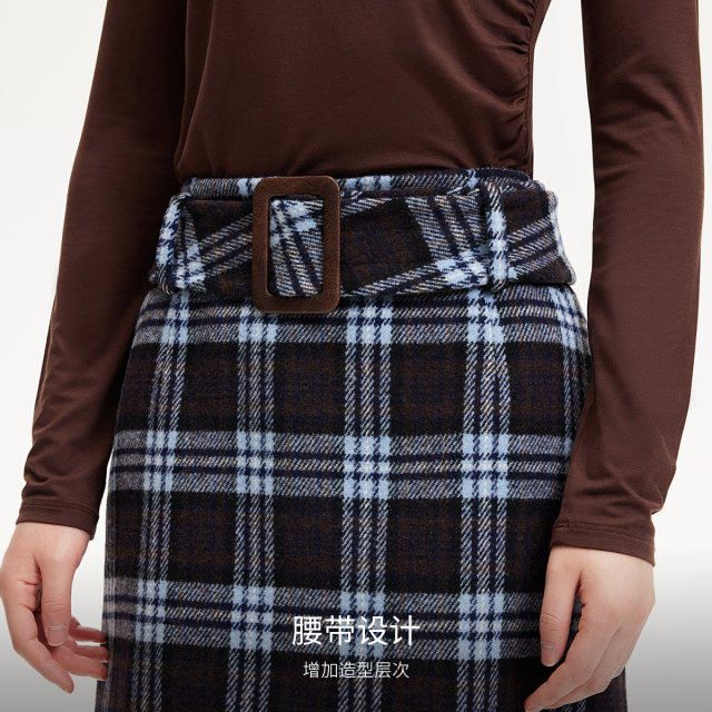Vero Moda skirt for women 2025 spring new MIU checked A-line hip-pack skirt 325116019