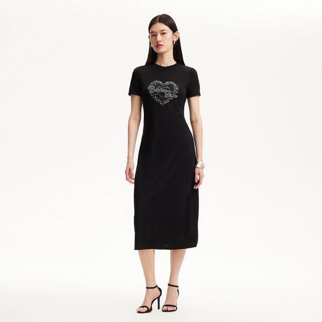 Vero Moda Dress for Women 2025 Spring New Letter Embroidery Decorative Straight Dress Comfortable and Casual