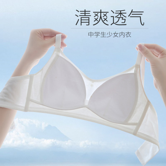 High school girl underwear female junior high school students third -stage youth development period cotton fixed cup adjustment bra