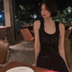 Large size women's niche sexy vest suspender dress exploded sequins dinner birthday robe light dress