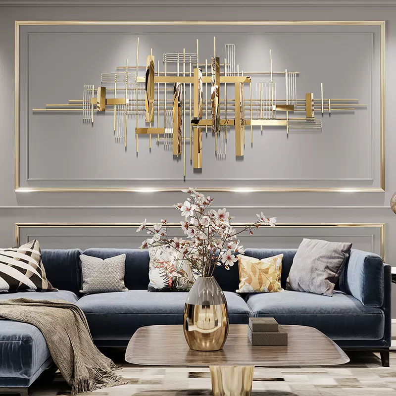 北欧轻奢铁艺家居客厅壁饰背景墙面创意卧室金属装饰壁挂