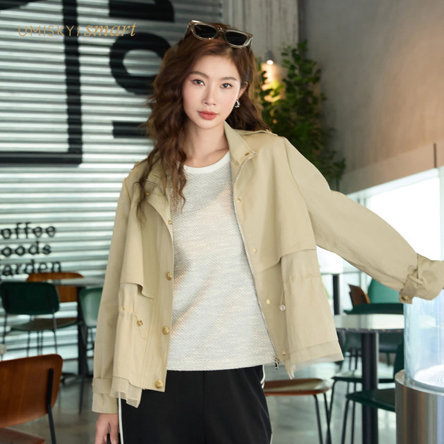 umisky beautiful world women's clothing simple and versatile collar work clothes windbreaker jacket VK3R1262