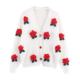 
WMXZ Autumn 2025 New Sweet V Neck Handmade Flower Decoration Casual Knit Cardigan Jacket Women