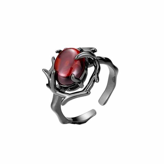 Dark retro ring for women ins niche design sense open mouth adjustable ring cold style index finger tail ring trendy men
