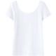 White pure cotton large round neck short -sleeved T -shirt female thin summer new pure color off -back slimming
