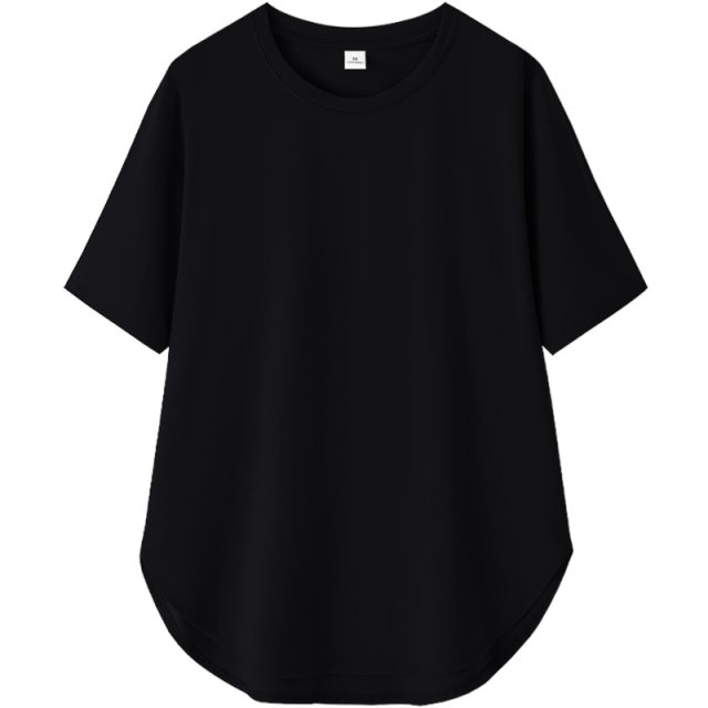 Black irregular modal cotton short-sleeved T-shirt for women in summer solid color loose large size design niche t-shirt
