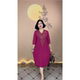 Autumn and winter high-end mother's wear V-neck knitted dress loose belly-covering large size mid-length sweater dress with three-quarter sleeves