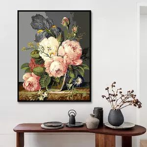 小林 恵 油絵 薔薇 バラ フラワー 花瓶 油絵 約73×65cm-