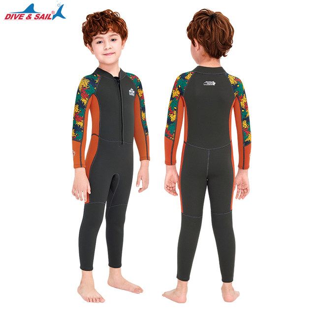 DIVE/SAIL Children's Swimsuit 2.5mm Boys and Girls Thick Cold Fighting Warm and Warm Body Long -sleeved Swimming Suit
