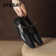 Saturday genuine leather flat shoes for women 2025 new autumn brown commuter small leather shoes French Mary Jane women's shoes