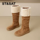 Saturday pile of long boots for women 2025 new winter two-soled snow boots warm retro fur boots