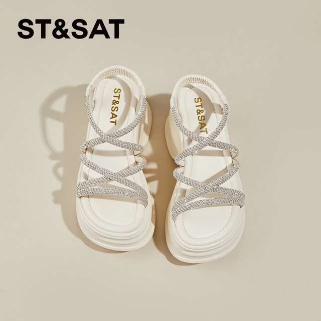 Saturday heel thick-soled sandals for women in summer wear 2025 new style huge and beautiful fashionable thick-heeled women's Roman sandals