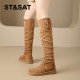 Saturday pile of long boots for women 2025 new winter two-soled snow boots warm retro fur boots