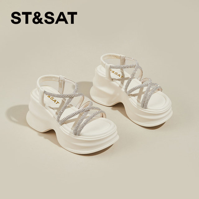 Saturday heel thick-soled sandals for women in summer wear 2025 new style huge and beautiful fashionable thick-heeled women's Roman sandals