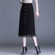 Knitted skirt for women in spring, autumn and winter new mid-length hip-covered skirt waist-hugging and slimming high waist pocket A-line winter skirt
