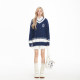 NERESUM American retro college style V-neck pullover sweater for women in autumn and winter lazy atmosphere sweet knitted sweater