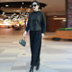 High-end middle-aged mother two-piece set autumn and winter new high-neck large size pullover top with harem pants fashion suit