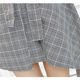 2022 Summer Women's French retro checkered high -waisted tie, thin and thin stitching irregular skirt