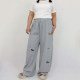 Milu's large-size women's clothing for spring casual loose embroidered wide-leg floor-slimming sports sweatpants fat mm slimming 200 Jin [Jin equals 0.5 kg]