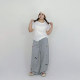 Milu's large-size women's clothing for spring casual loose embroidered wide-leg floor-slimming sports sweatpants fat mm slimming 200 Jin [Jin equals 0.5 kg]