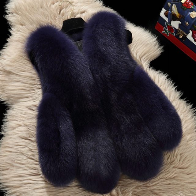 Haining fur women's vest imitation fox fur vest new short large size fashion autumn and winter gray versatile slim coat