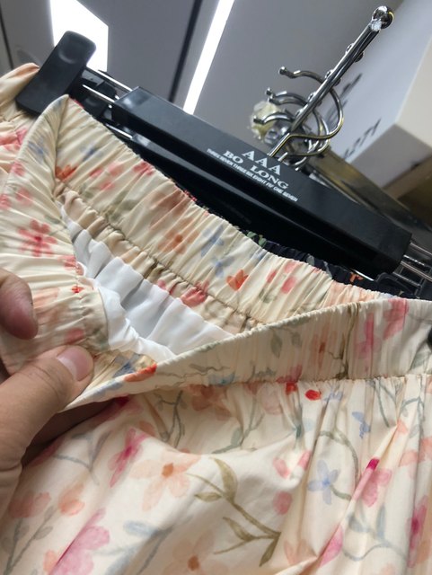 Korean sweet style black floral skirt casual cotton umbrella skirt A-line puff printed midi skirt