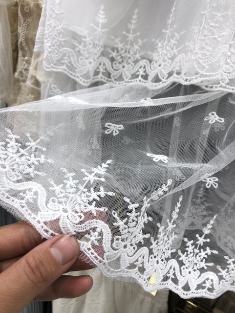 2025 spring and summer princess posing with white super fairy embroidered lace cake fairy skirt A-line long skirt for women