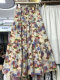 Resort style oil painting print French high-end romantic style floral cake skirt versatile slimming A-line skirt for women