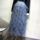 Cake skirt skirt long skirt female autumn and winter skirt irregular ruffled sweet apricot white fairy nets skirt
