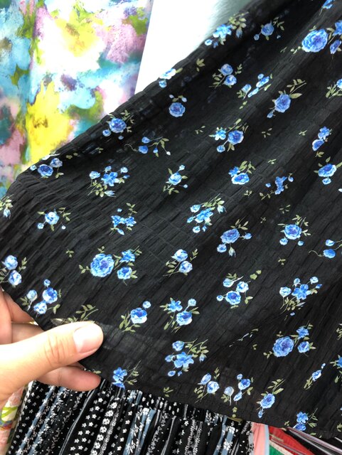 Sweet floral skirt for women 2025 new summer texture splicing printed A-line large hem skirt midi skirt