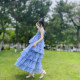 Jane Ai Garden plaid mesh stitching asymmetric half -bodies skirt niche design sense puff JA83
