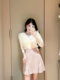 Sweet and playful! S-home style ruffled pocket design versatile high-waisted skirt