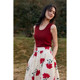 HeyDress French printed skirt for women in summer high waist loose A-line pleated skirt gentle temperament skirt