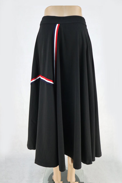 New!Falun INA Asymmetric contrasting color striped color block college style women's spring and autumn big hem skirt long skirt FRBS6615