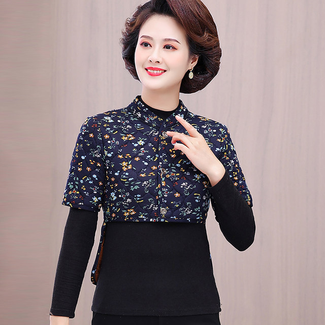 Middle-aged and elderly female mothers back protector small cotton autumn and winter plus velvet long-sleeved camel hair cotton anti-cold thickened shoulder pads and waist protectors to keep warm