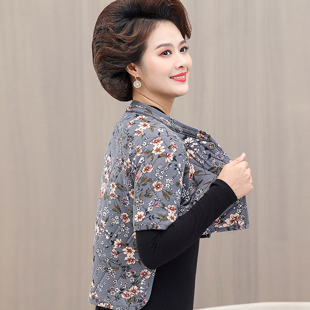 Middle-aged and elderly female mothers back protector small cotton autumn and winter plus velvet long-sleeved camel hair cotton anti-cold thickened shoulder pads and waist protectors to keep warm