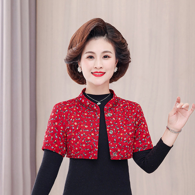 Mother's velvet thickened shoulder pads to protect against cold camel velvet cotton mid-sleeve vest middle-aged and elderly women's sleeping cervical vertebra waistcoat