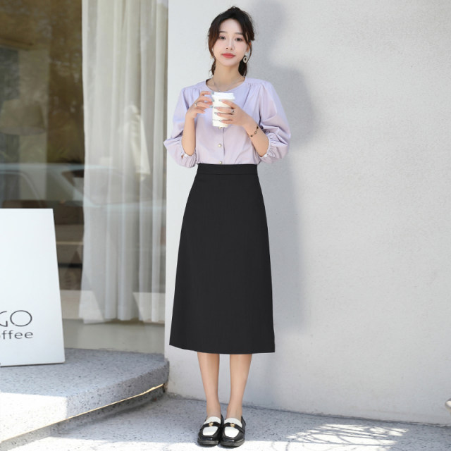 Small suit skirt for women 2025 new high-waist commuting professional temperament work a line mid-length straight tube