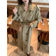 NAZ's large size 2025 spring new British style mid-length over-knee lapel fat mm fashion windbreaker jacket
