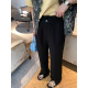 NAZ's large size spring new high-waisted slim slit slightly flared suit pants fat mm black straight-leg casual pants