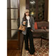 NAZ large size autumn and winter new elastic waist loose slim straight wide leg pants fat mm black casual pants