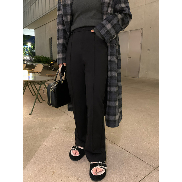 NAZ's large size autumn and winter new plus velvet super elastic high-waisted flared pants fat mm black high-waisted slim casual pants