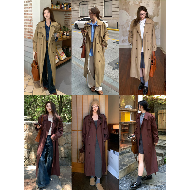 NAZ's large size 2025 spring new British style mid-length over-knee lapel fat mm fashion windbreaker jacket

