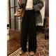 NAZ large size autumn and winter new elastic waist loose slim straight wide leg pants fat mm black casual pants