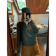 NAZ large size winter new half open collar design slit top fat girl slimming women's knitted sweater