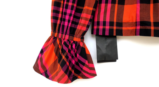 New Fairyfair counter genuine rose red orange plaid stand collar ruffled bow cotton high-end shirt
