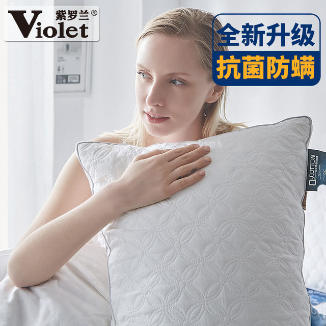 Pair of violet 100% cotton velvet washable pillow core summer cervical vertebra support sleep aid for hotel and home use