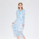 Coconi COCOON 2025 summer new style pink long-sleeved romantic holiday floral flared sleeve dress